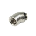 Angled 45- Adaptor G1/4 To G1/4 Inner Thread - Round - Short - Silver Nickel Plated 