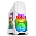 CiT G Force White PC Gaming Case with 2 x RGB Front 1 x Rear Fans and Remote