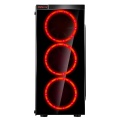 CiT Inferno Red Midi Tempered Glass Gaming Case 3 x Red Dual Side LED Fans
