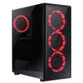 CiT Raider Mid-Tower Gaming Case With 4 x Halo Ring Red Fans Tempered Glass Front Panel