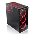 CiT Raider Mid-Tower Gaming Case With 4 x Halo Ring Red Fans Tempered Glass Front Panel