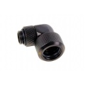 Alphacool Eiszapfen 16mm HardTube Compression Fitting 90degree Rotary G1/4 for rigid tubes - knurled - Deep Black