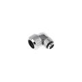 Alphacool Eiszapfen 16mm HardTube Compression Fitting 90degree Rotary G1/4 for rigid tubes - knurled - Chrome