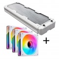 Black Ice Nemesis 360 GTX Radiator + Jonsbo ZK-120B White 3 Pack of aRGB Fans