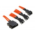 BitFenix Molex to 3x 3-pin adapter 20cm - sleeved orange / black