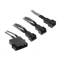 BitFenix Molex to 3x 3-pin adapter 20cm - sleeved silver / black