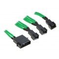 BitFenix Molex to 3x 3-pin adapter 20cm - sleeved green / black